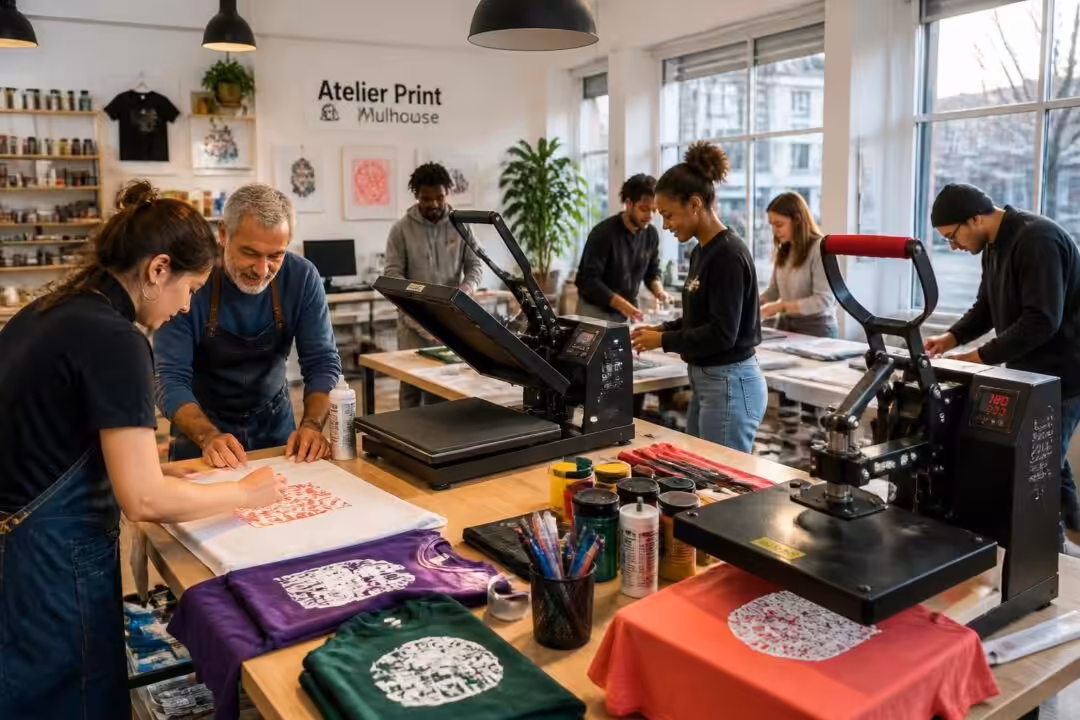 participez à notre atelier d'initiation à l'impression et au flocage à mulhouse pour découvrir les techniques créatives et personnaliser vos vêtements facilement.